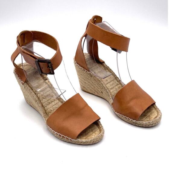 PICON Handmade Espadrille Wedges in Spain tan leather ankle strap size 8 - Picture 11 of 12